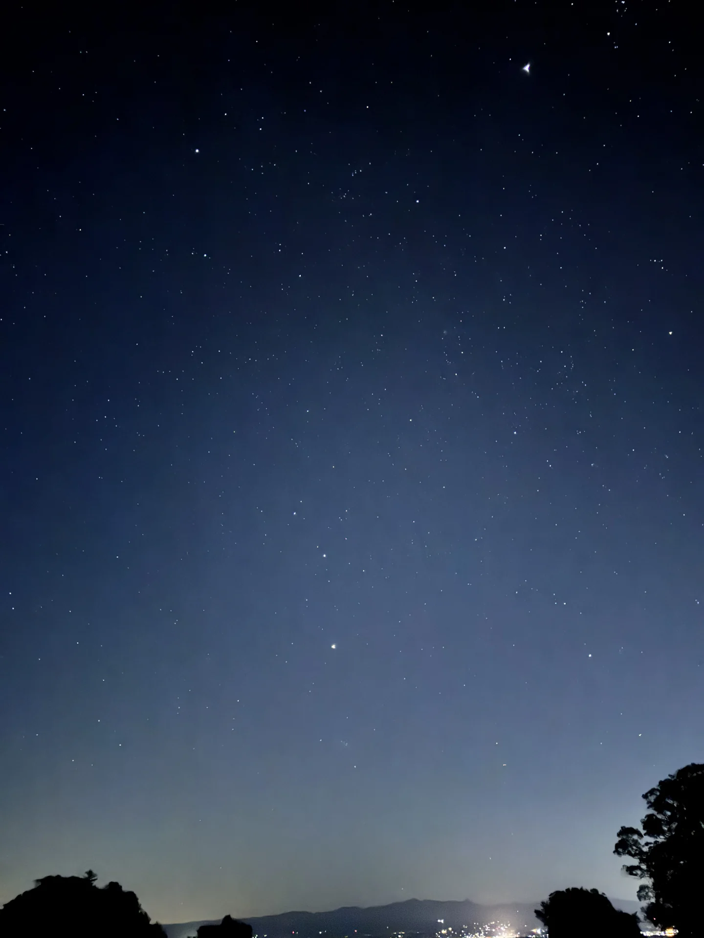島の上に広がる、澄んだ夜空と星々